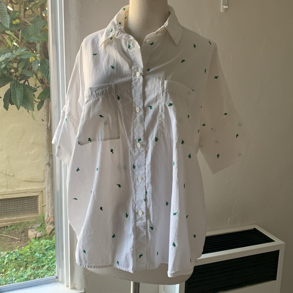 Madewell courier top embroidered with cactus detail